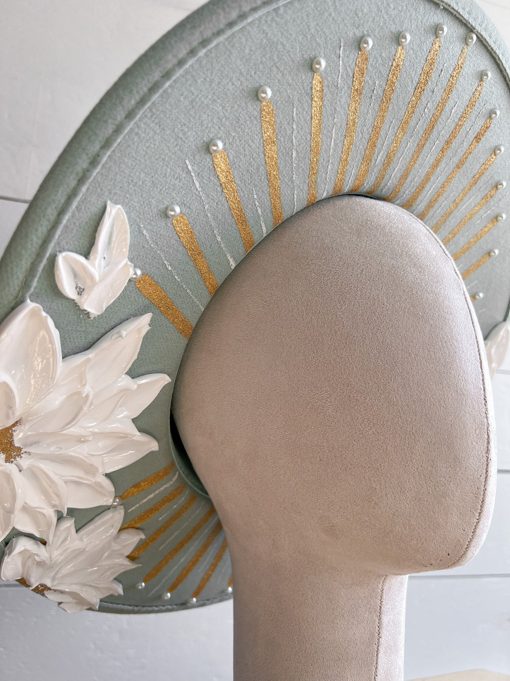 Flower Hat - Wedding Rancher Hat - Baby Shower Hat - Gender Reveal Wardrobe - Festival Accessory - Thick Paint Hat - Wide Brim Hat