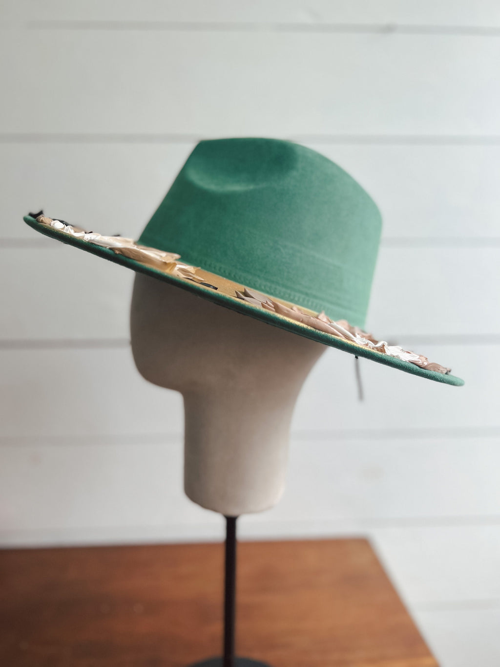 Flower Hat - Rancher Hat Thick Paint Hat - Boho Wide Brim Hat - Festival Accessory - Maternity Photos - Wedding Hat