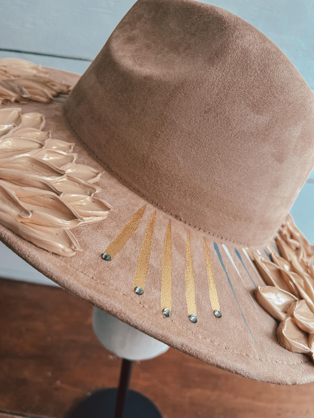 Flower Hat - Rancher Hat Thick Paint Hat - Boho Wide Brim Hat - Family Photos Accessory - Maternity Photos - Wedding Hat- Easter