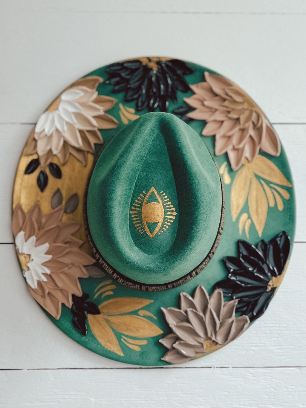 Flower Hat - Rancher Hat Thick Paint Hat - Boho Wide Brim Hat - Festival Accessory - Maternity Photos - Wedding Hat