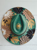 Flower Hat - Rancher Hat Thick Paint Hat - Boho Wide Brim Hat - Festival Accessory - Maternity Photos - Wedding Hat