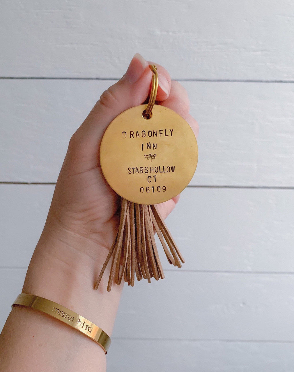 Custom Keychain - Choose Your Quote - 2" Solid Brass Hand Stamped - Key Ring - Suede Tassel