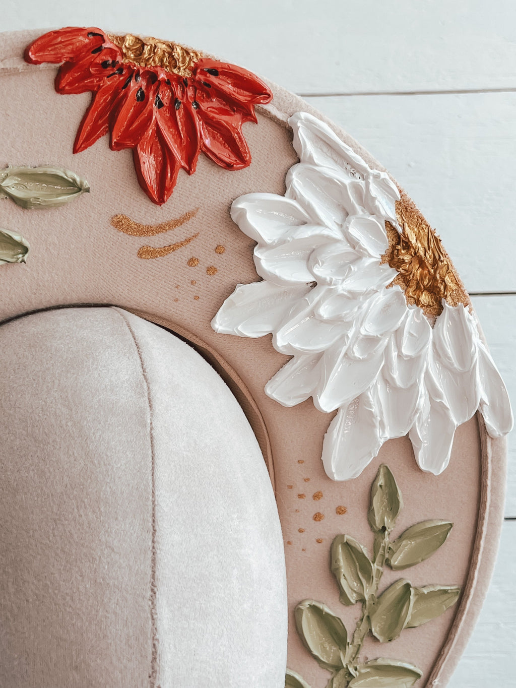 Flower Hat - Thick Texture Paint Rancher Hat - Festivals Outfit - Country Concerts Hat - Festival Accessory - Derby Hat Wide Brim