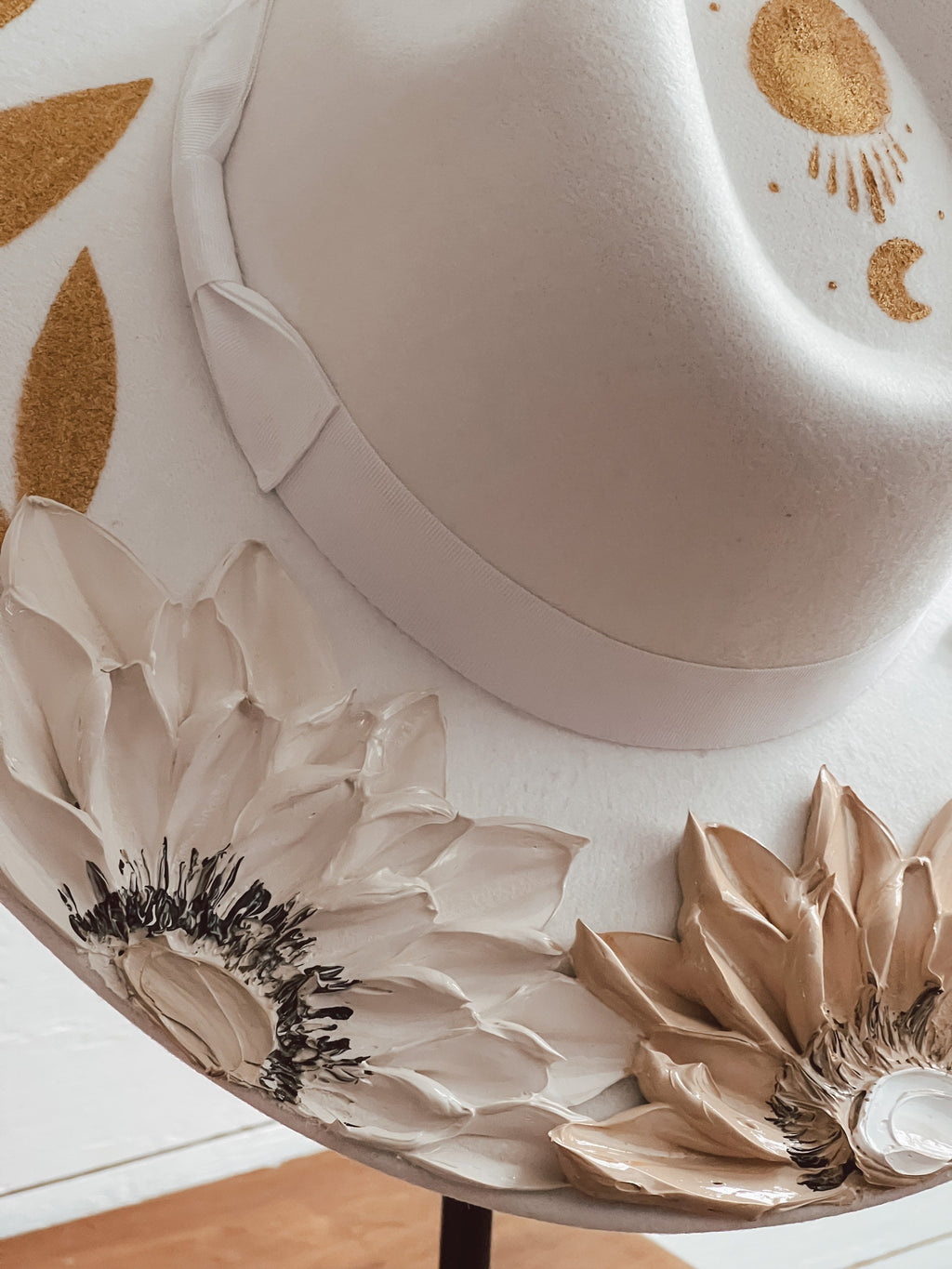 Flower Hat - Wedding Rancher Hat - Baby Shower Hat - Gender Reveal Wardrobe - Festival Accessory - Maternity photos - Wide Brim Hat