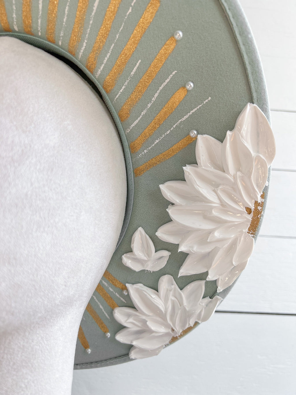 Flower Hat - Wedding Rancher Hat - Baby Shower Hat - Gender Reveal Wardrobe - Festival Accessory - Thick Paint Hat - Wide Brim Hat