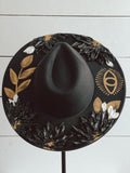Desert Wide Brim Hat - Eye Rancher Hat - Flowers Boho Hat - Thick Paint Wide Brim Hat - Festival Accessory
