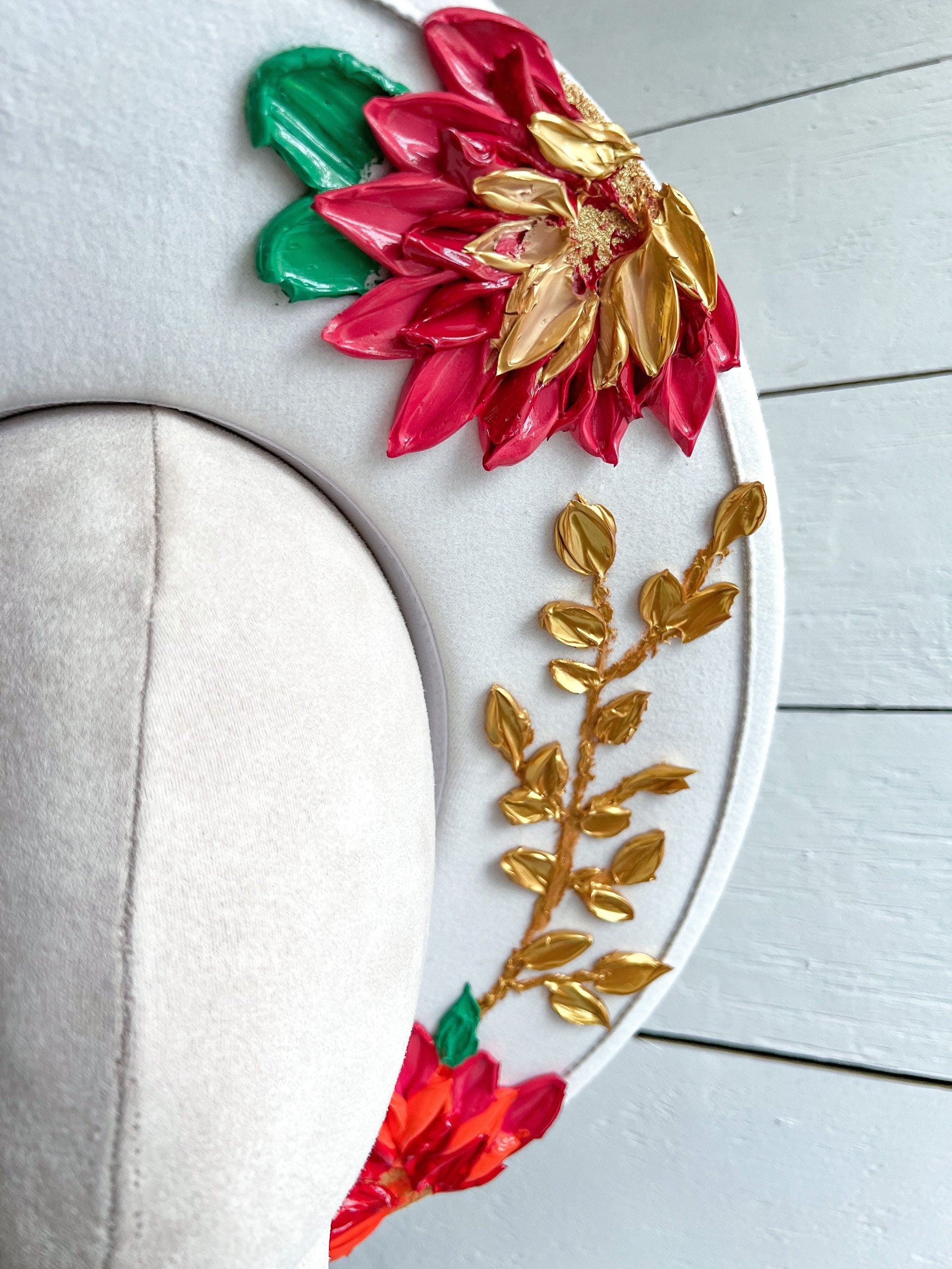 Flower Hat - Thick Texture Paint Rancher Hat - Festivals Outfit - Country Concerts Hat - Fall Autumn Wear - Derby Hat Wide Brim - Easter