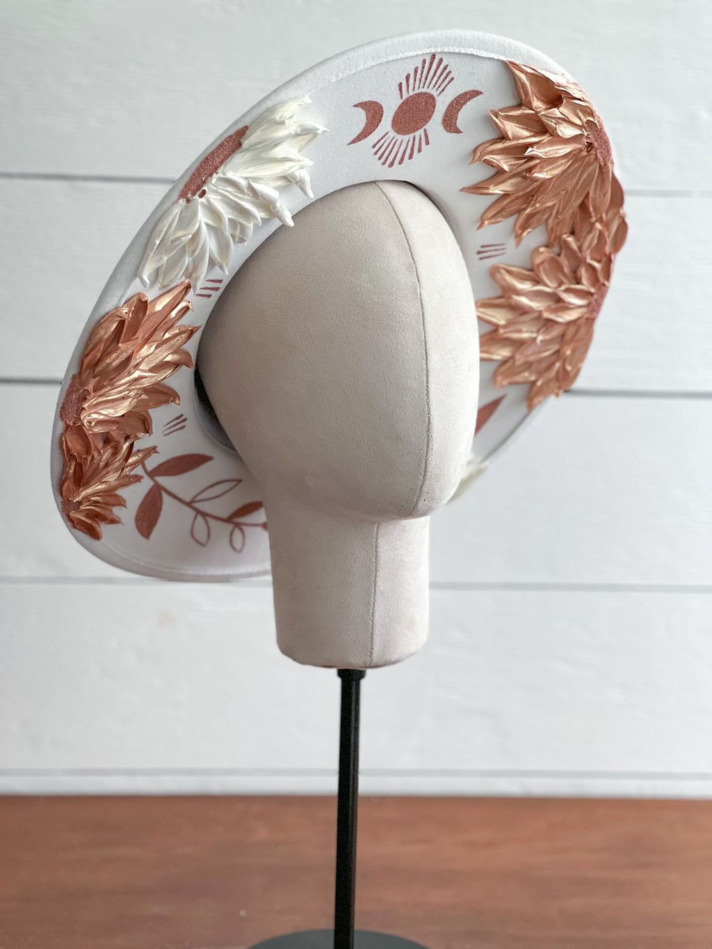 Moon Flower Crown Hat - Rancher Hat Thick Paint Hat - Boho Wide Brim Hat - Country Concert - Derby Day - Festival Accessory