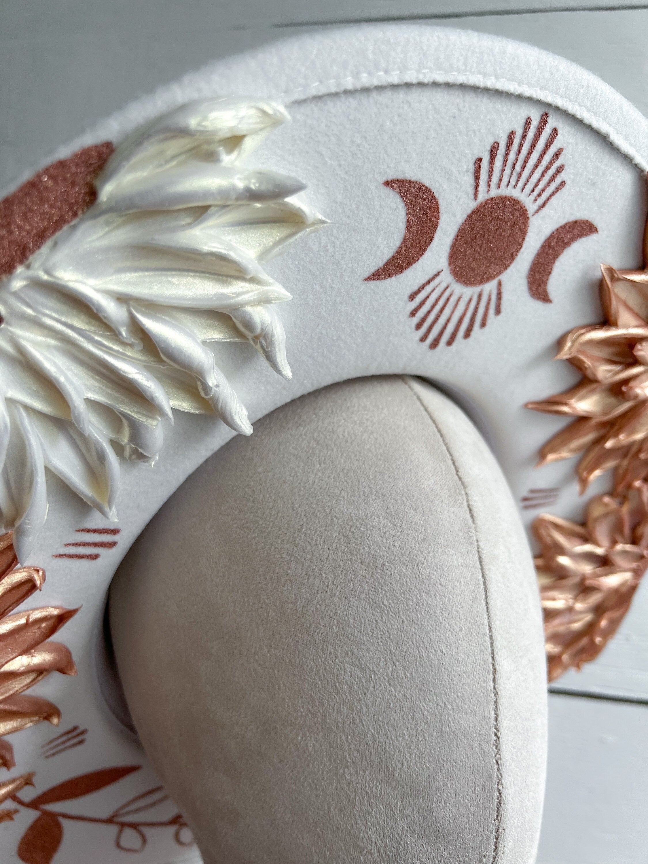 Moon Flower Crown Hat - Rancher Hat Thick Paint Hat - Boho Wide Brim Hat - Country Concert - Derby Day - Festival Accessory