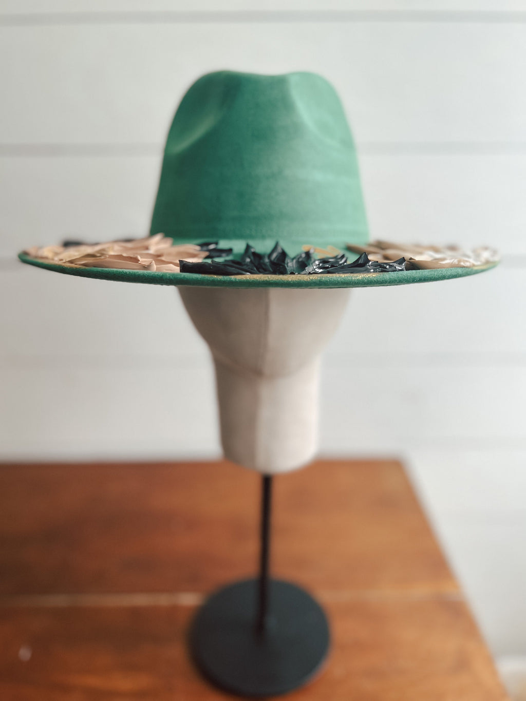 Flower Hat - Rancher Hat Thick Paint Hat - Boho Wide Brim Hat - Festival Accessory - Maternity Photos - Wedding Hat