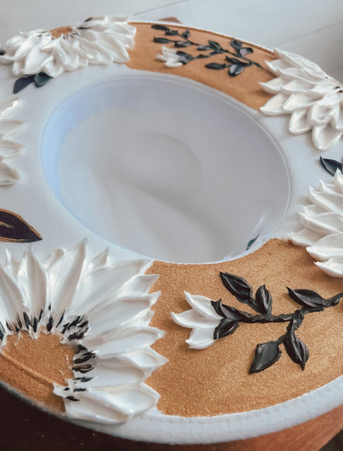 Floral Hand Painted Rancher Hat: Wide Brim Derby Hat