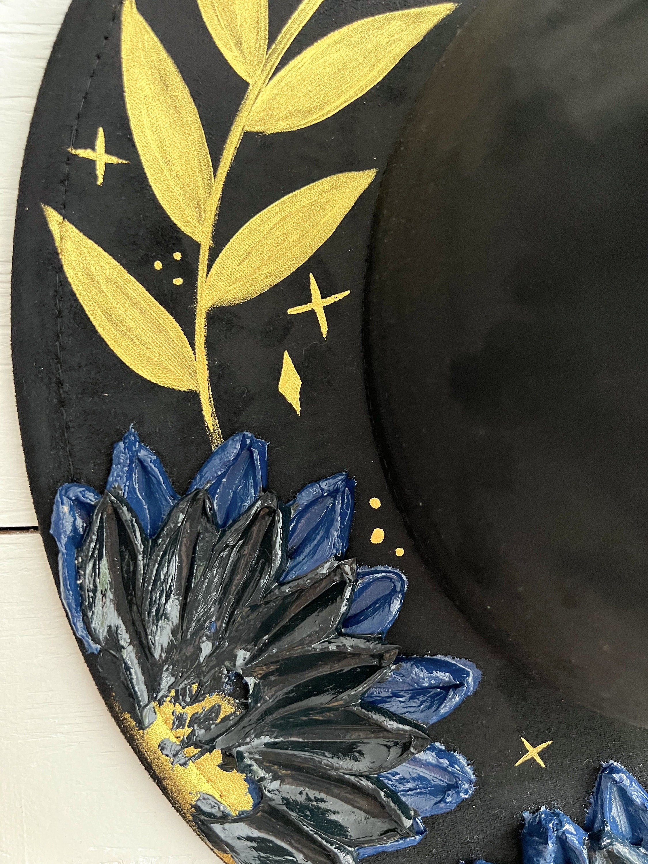 Hand-Painted Flower Rancher Hat: Moody Blooms Boho Accessory
