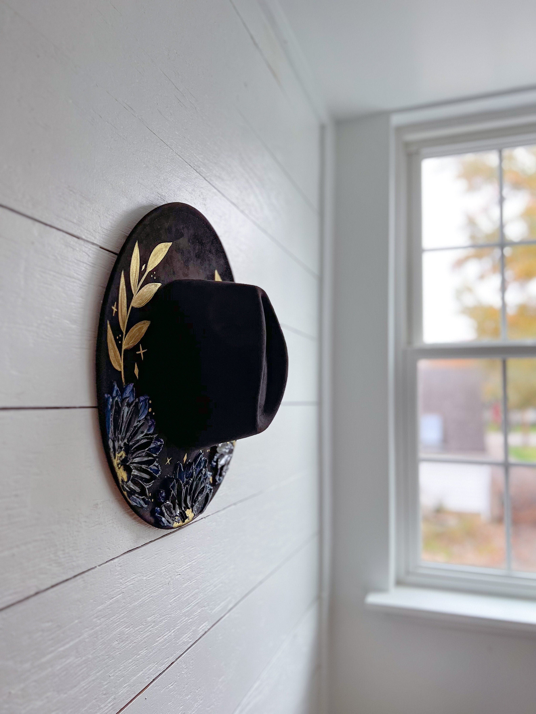Hand-Painted Flower Rancher Hat: Moody Blooms Boho Accessory