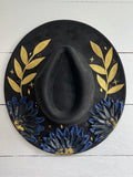 Hand-Painted Flower Rancher Hat: Moody Blooms Boho Accessory