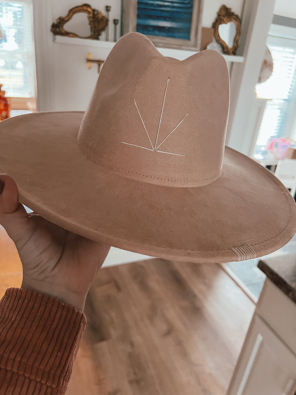 Hand Sewn Wide Brim Rancher Hat - Suede Festival Accessory