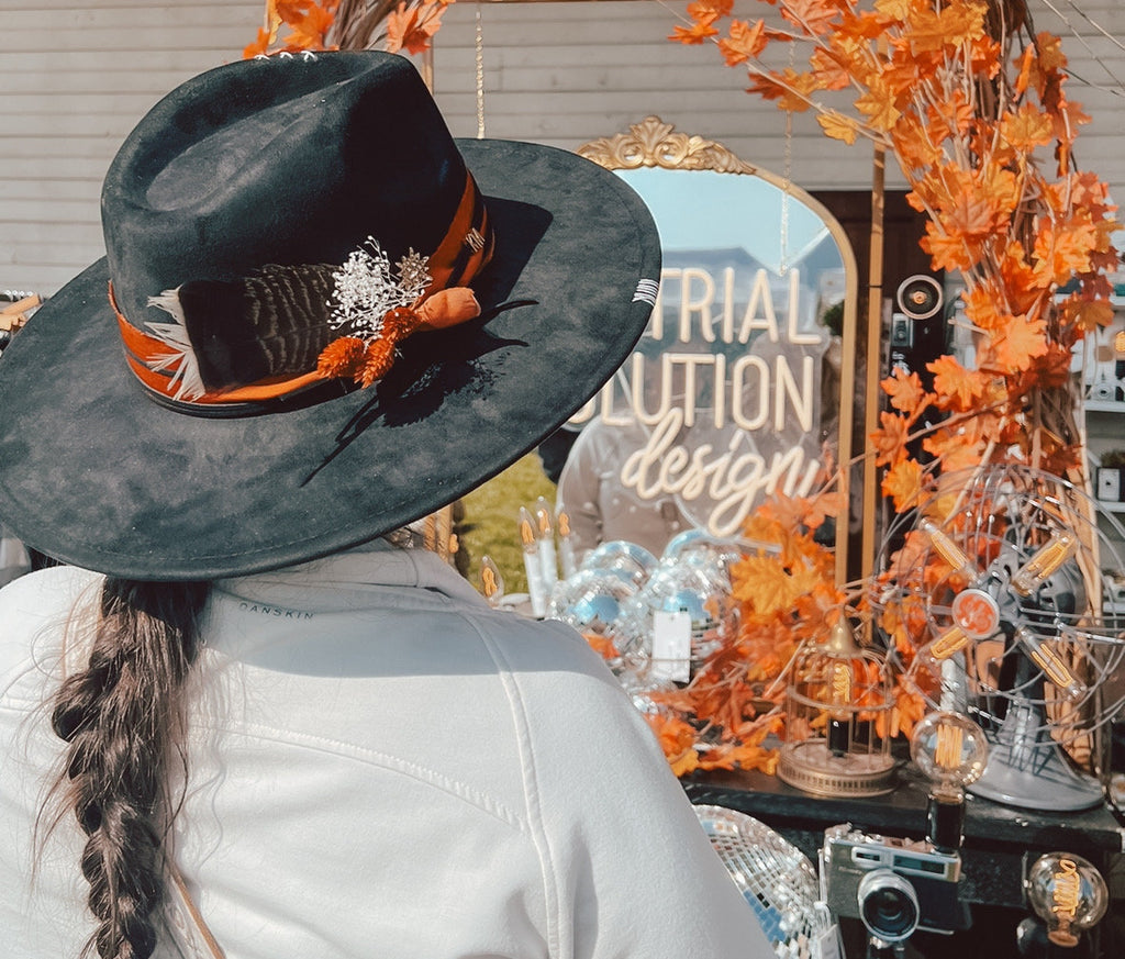 Hand Sewn Wide Brim Rancher Hat - Suede Festival Accessory