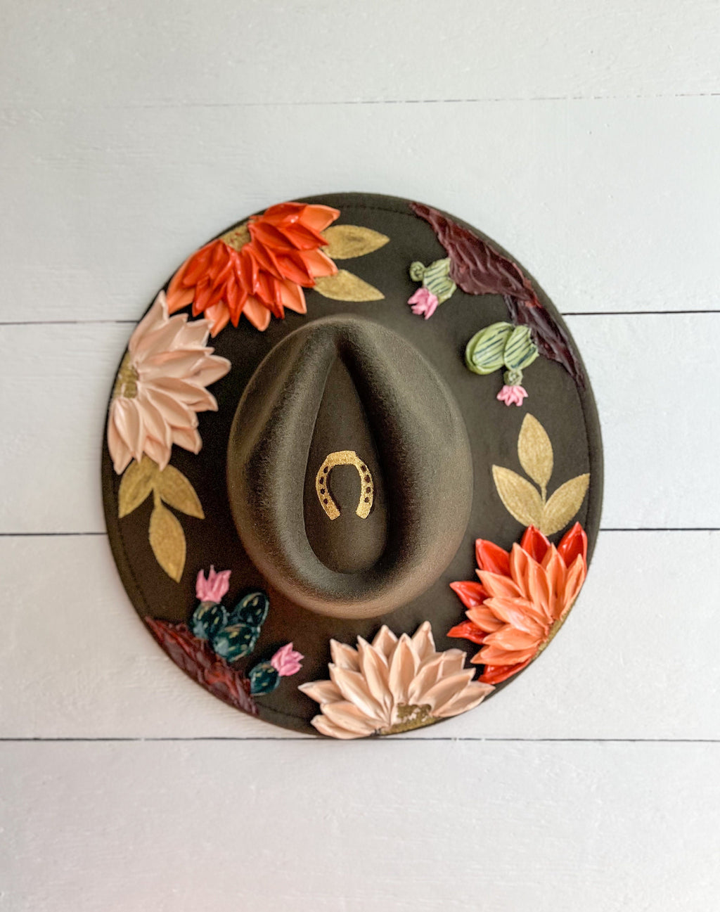 Hand-Painted Flower Rancher Hat: Western Wide Brim Accessory