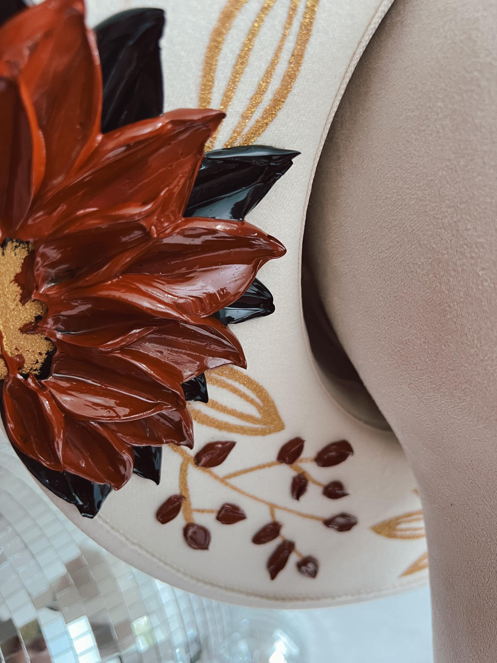 Flower Hat - Festival Rancher Hat - Rodeo Thick Paint Hat - NFR Wide Brim Hat