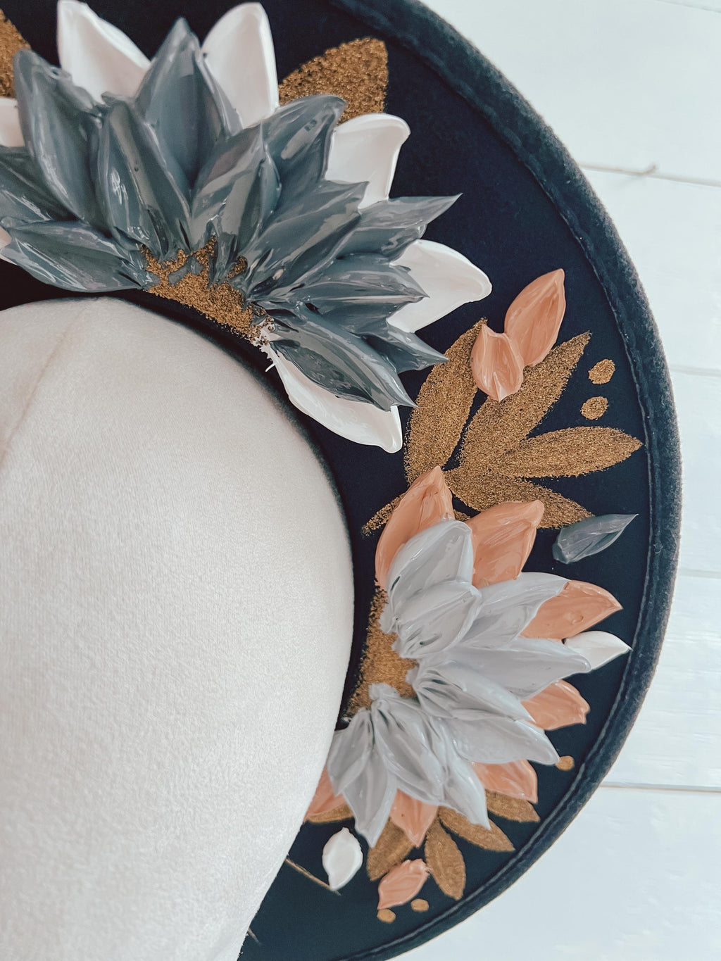 Flower Hat - Rodeo Rancher Hat - Country Concert Thick Paint Hat - Wide Brim Hat