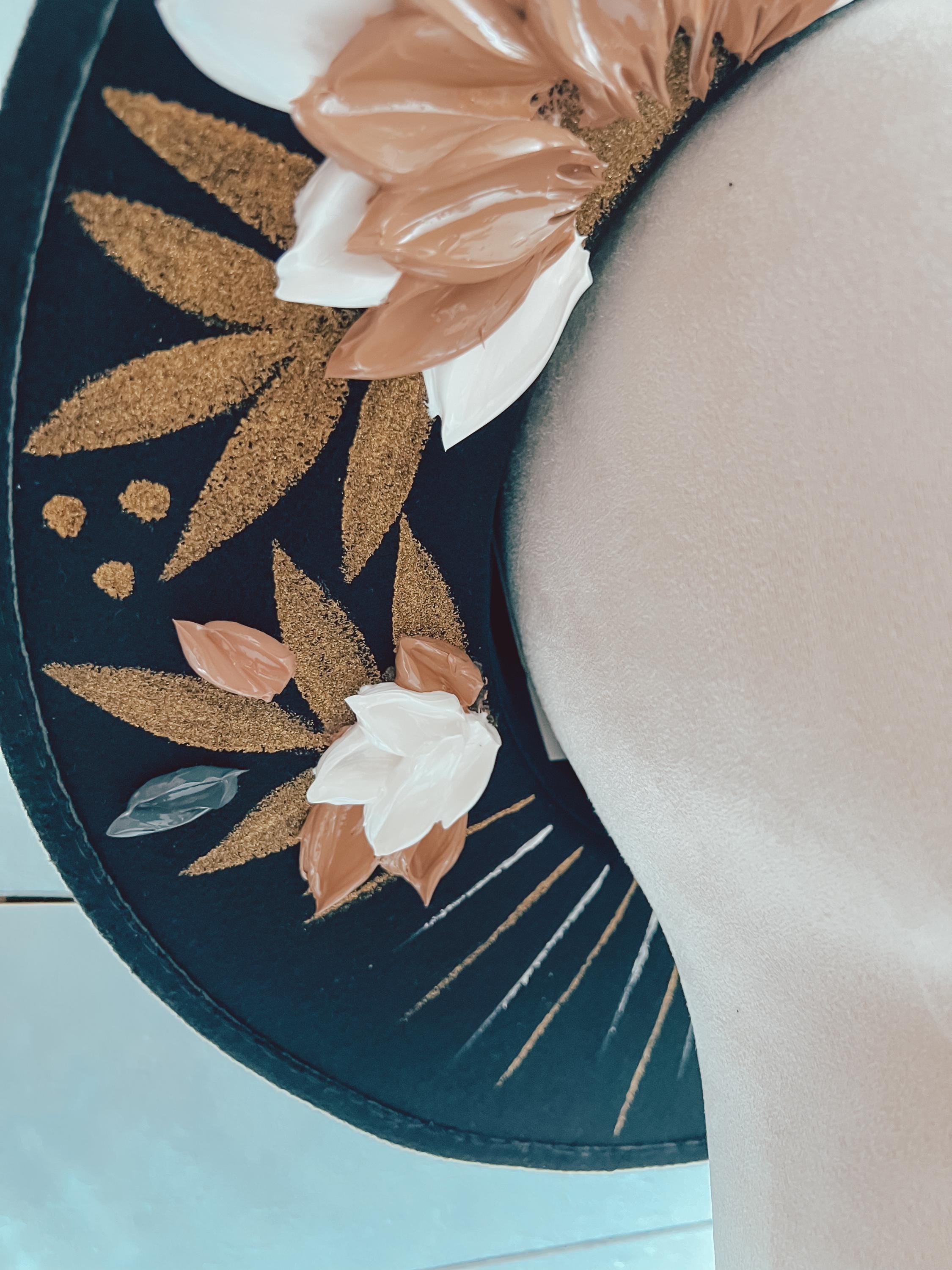 Flower Hat - Rodeo Rancher Hat - Country Concert Thick Paint Hat - Wide Brim Hat