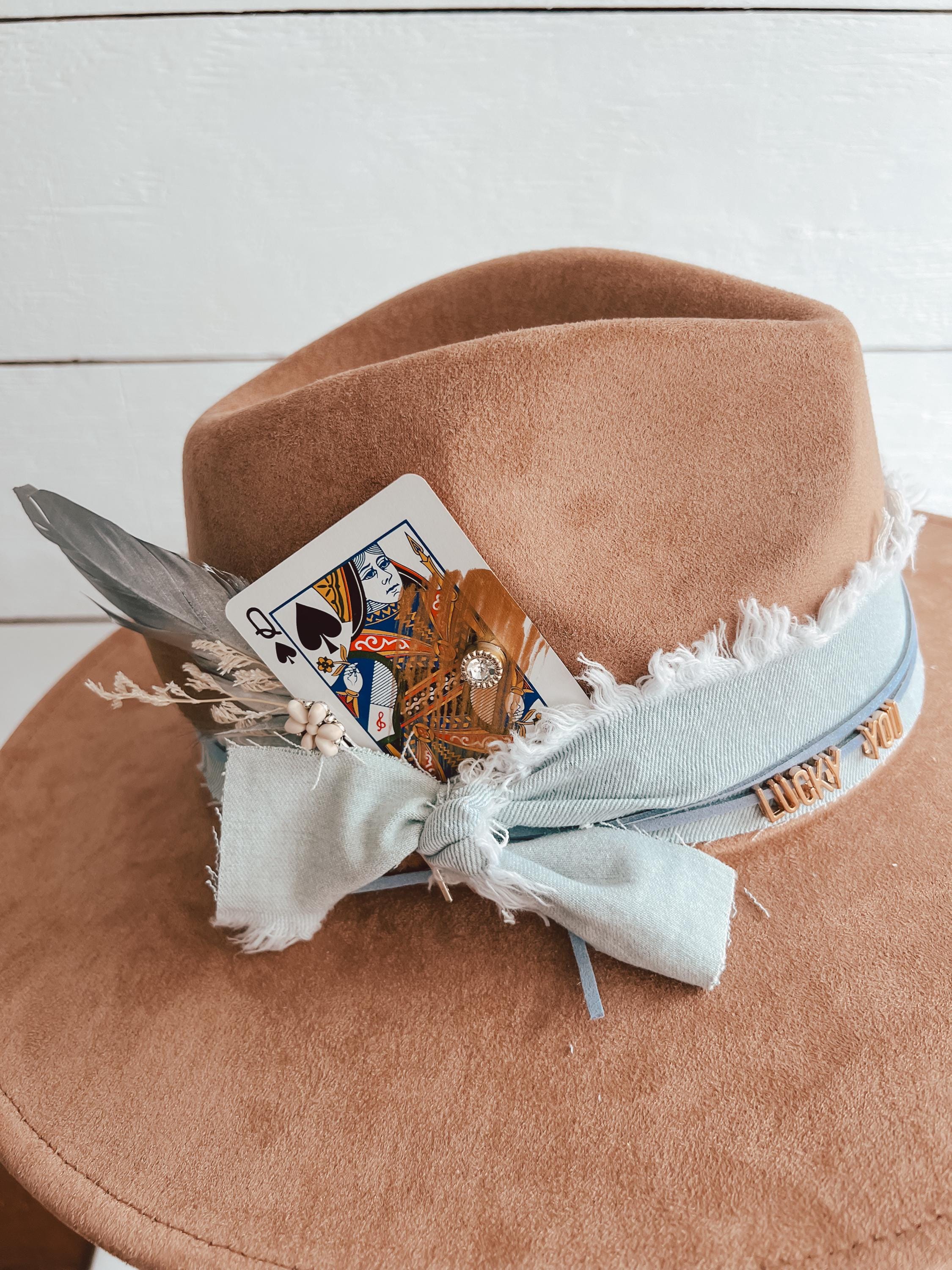 Lucky You Denim Hat Bar - All Accessories Included on Hat - Festival Accessory