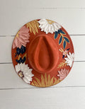 Floral Rancher Hat: Desert Boho Wide Brim, Thick Paint