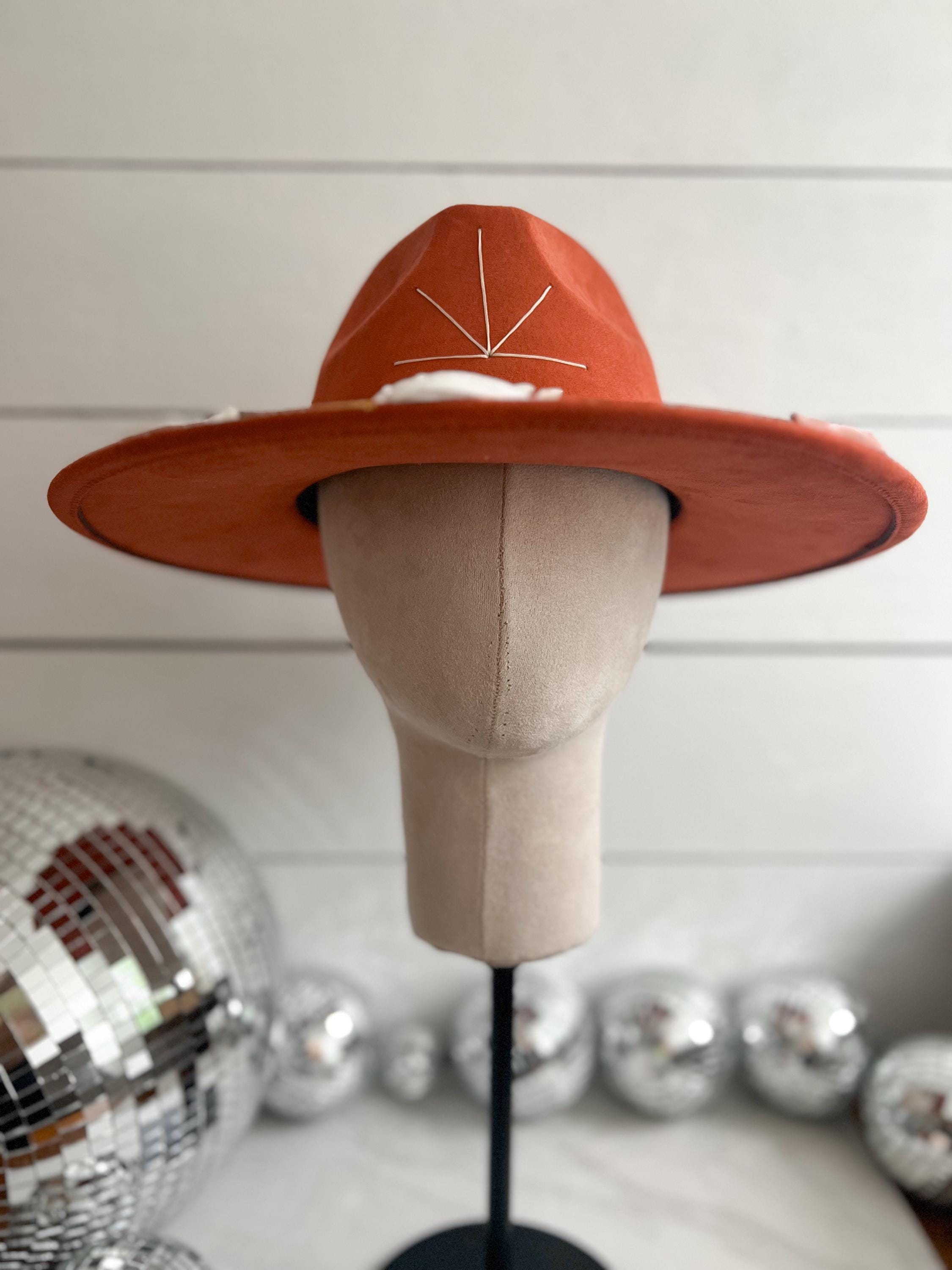 Floral Rancher Hat: Desert Boho Wide Brim, Thick Paint