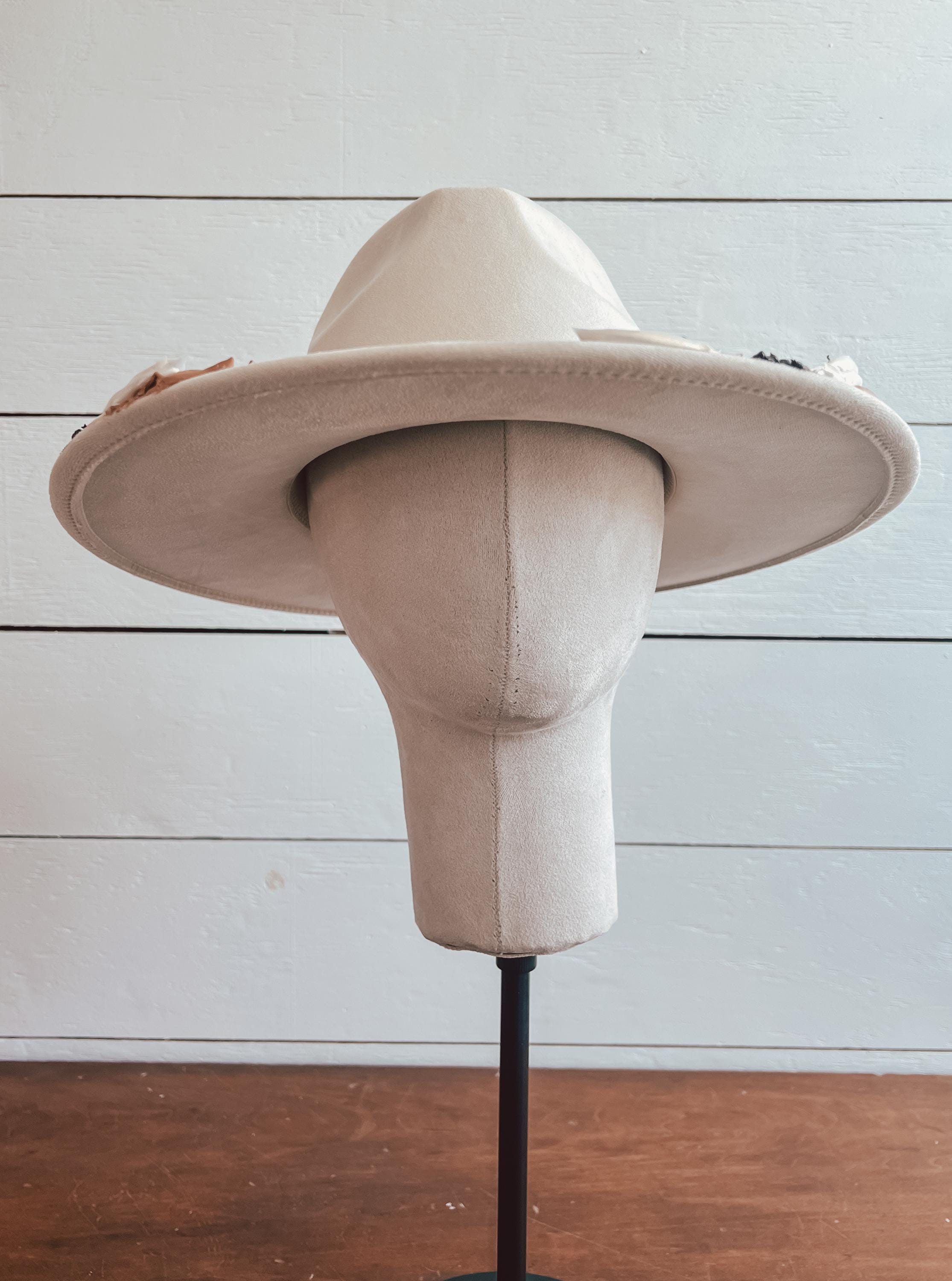 Hand-Painted Flower Rancher Hat: Boho Wide Brim, Family Photo Prop