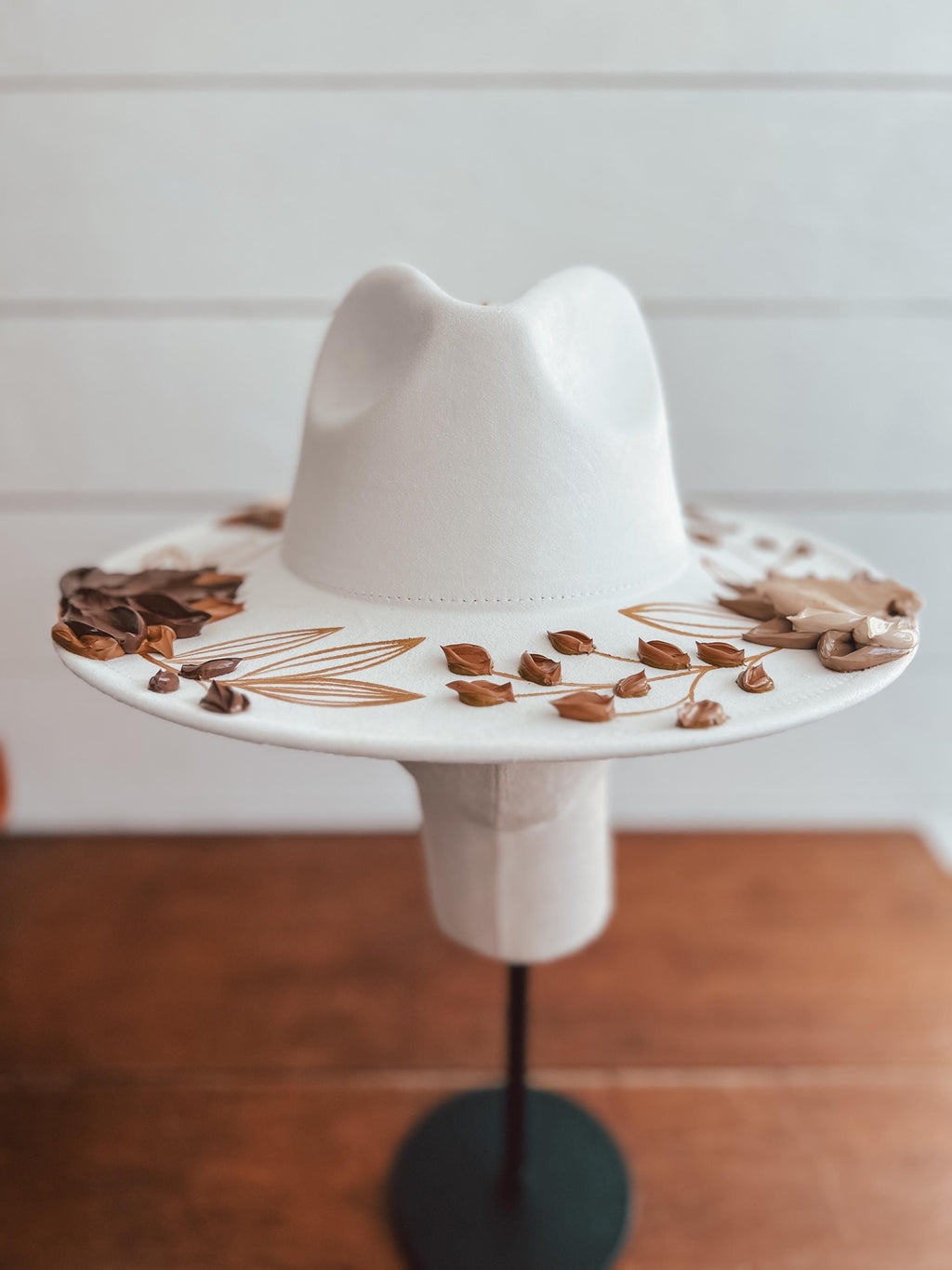 Flower Hat - Rancher Hat Thick Paint Hat - Boho Wide Brim Hat - Family Photos Accessory - Maternity Photos - Wedding Hat- Easter
