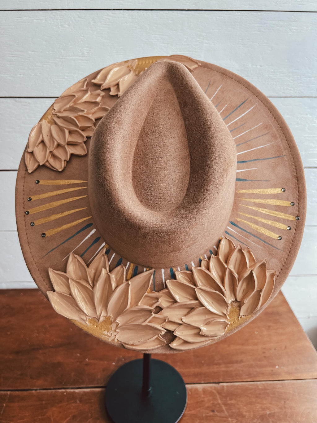Flower Hat - Rancher Hat Thick Paint Hat - Boho Wide Brim Hat - Family Photos Accessory - Maternity Photos - Wedding Hat- Easter