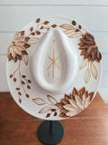 Flower Hat - Rancher Hat Thick Paint Hat - Boho Wide Brim Hat - Family Photos Accessory - Maternity Photos - Wedding Hat- Easter
