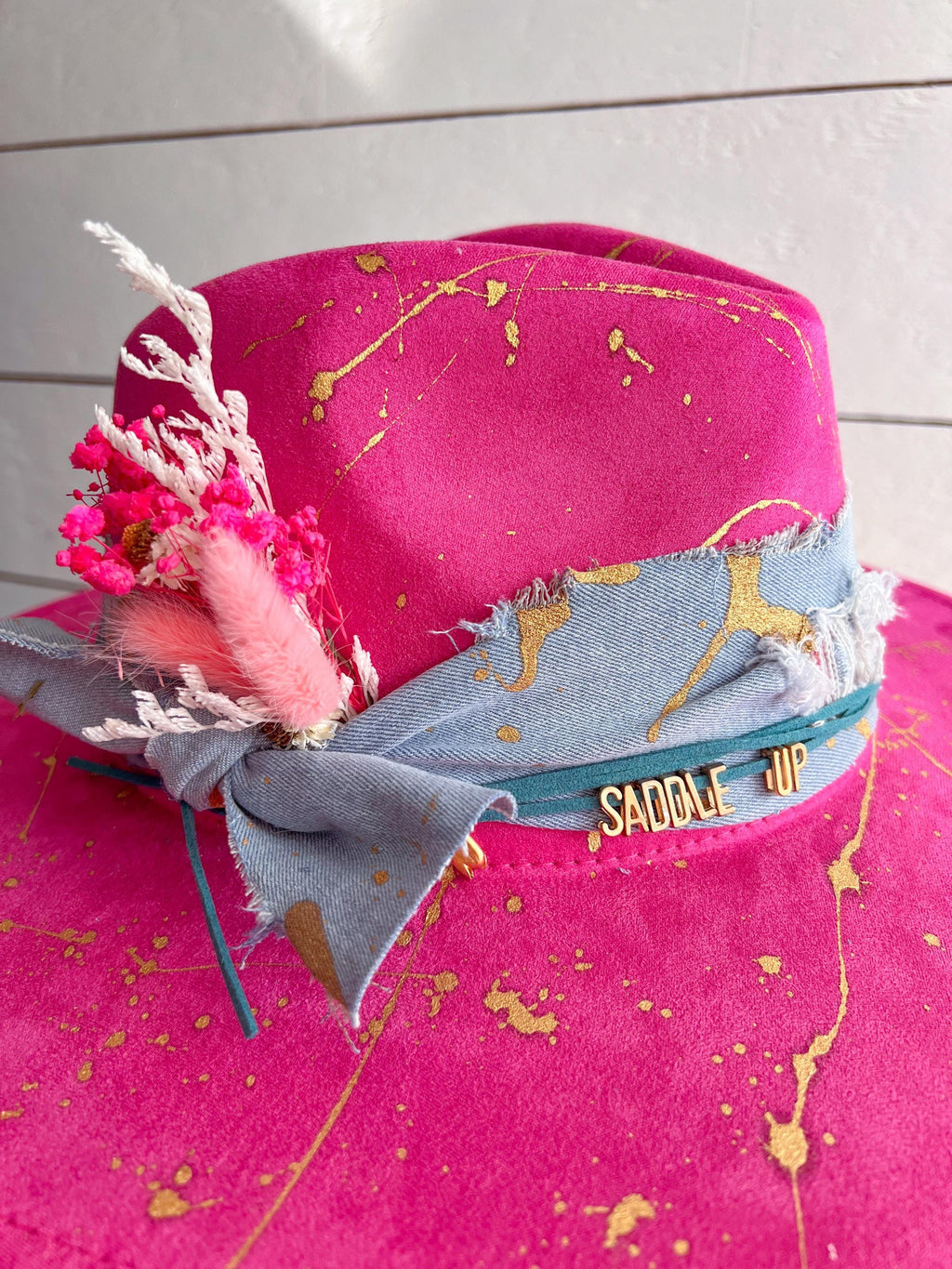 Nashville Bound Paint Splattered Hat - All Accessories Included on Hat - Country Music Festival Accessory - Rodeo Hat - Country Concert