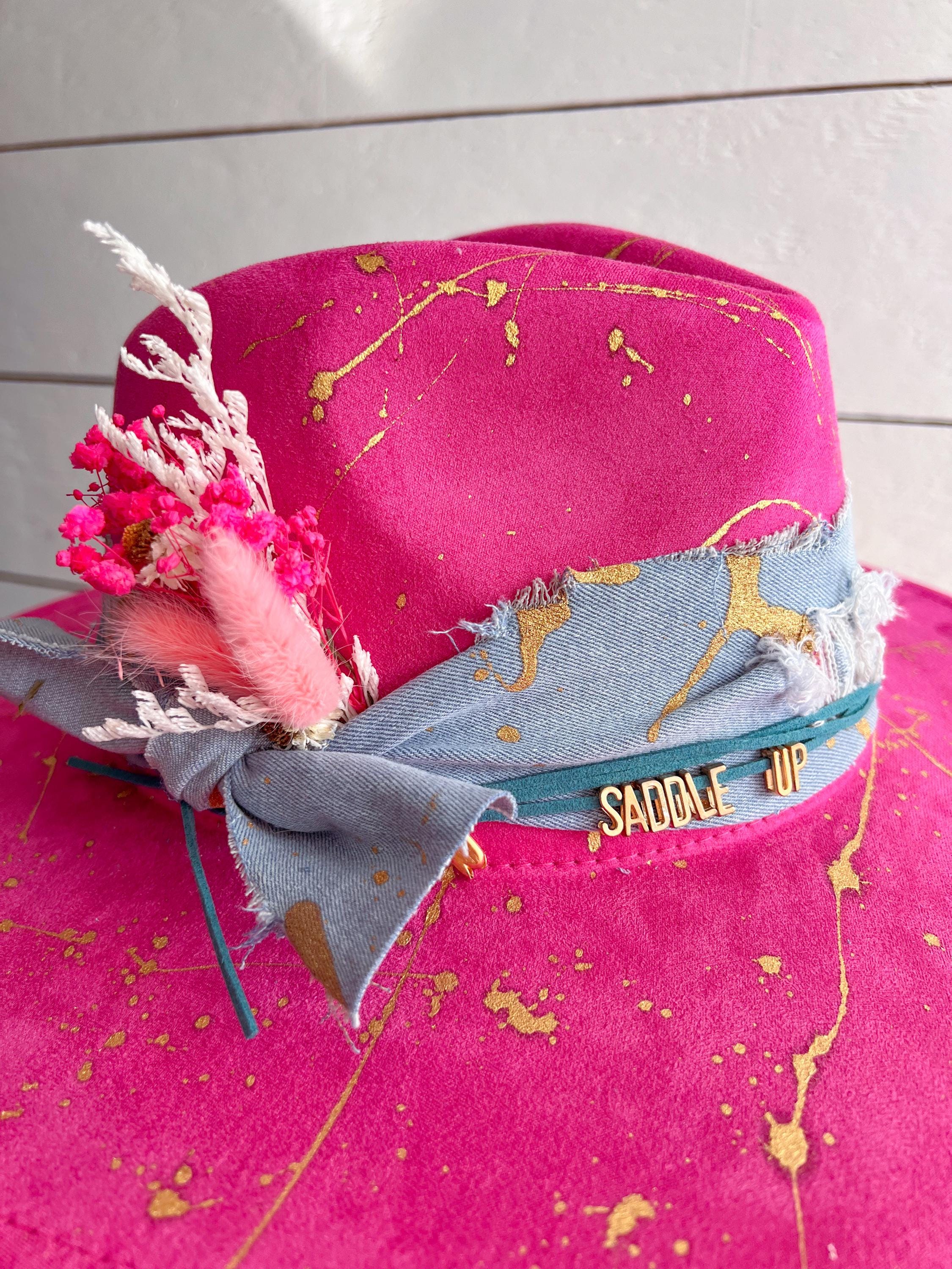 Nashville Bound Paint Splattered Hat - All Accessories Included on Hat - Country Music Festival Accessory - Rodeo Hat - Country Concert