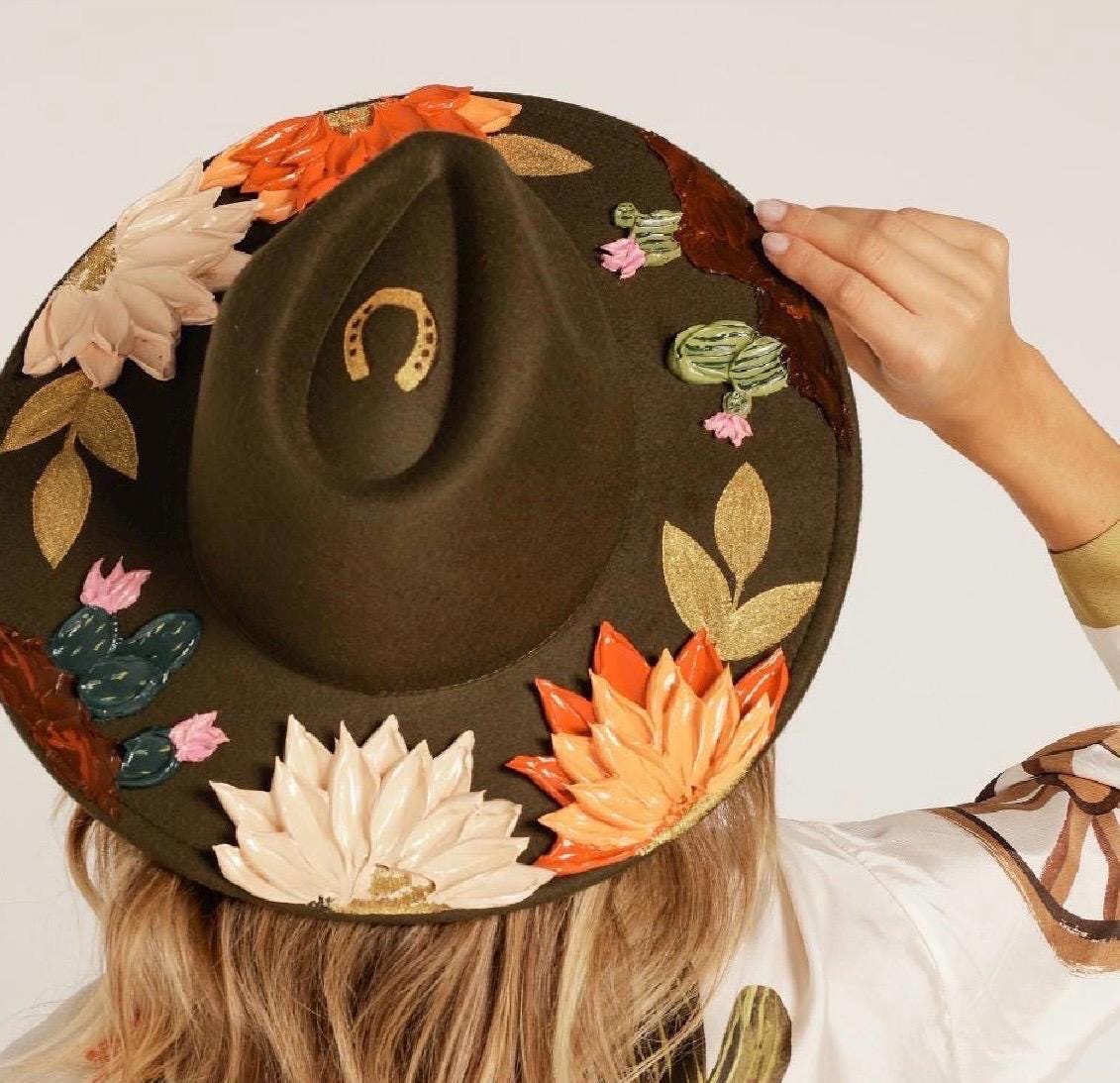 Ashley Custom Flower Hat - Wide Brim - Rancher Hat